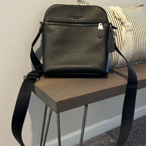 Coach Black Houston Crossbody Flight Bag Leather